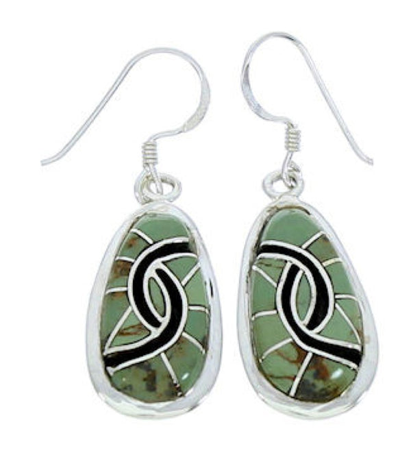 Sterling Silver Turquoise Inlay Hook Dangle Earrings AX23492